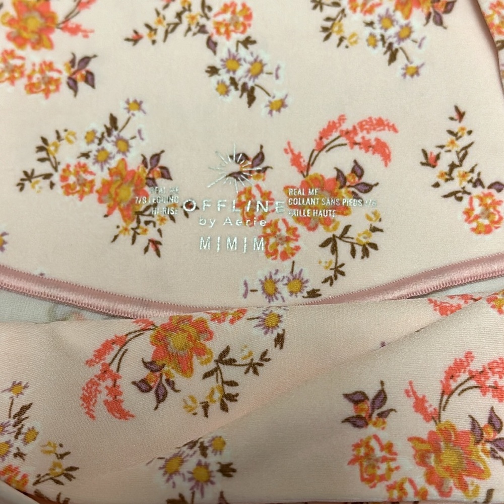 Offline by Aerie Real Me 7/8 Hi-Rise Crossover Floral Country Pink Leggings M - Picture 6 of 9
